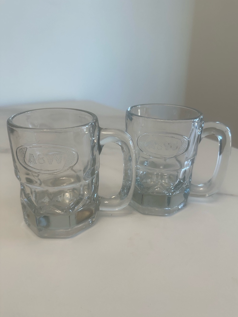 Vintage 70’s A&W Clear Glass Root Beer Mugs - Set of 2